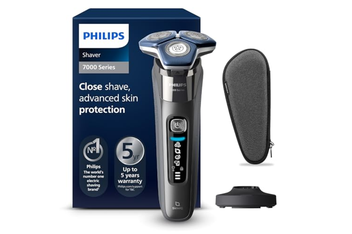 Philips Series 7000 S7887 rasoir electrique premium SkinIQ retractable trimmer socle charge etui voyage noir