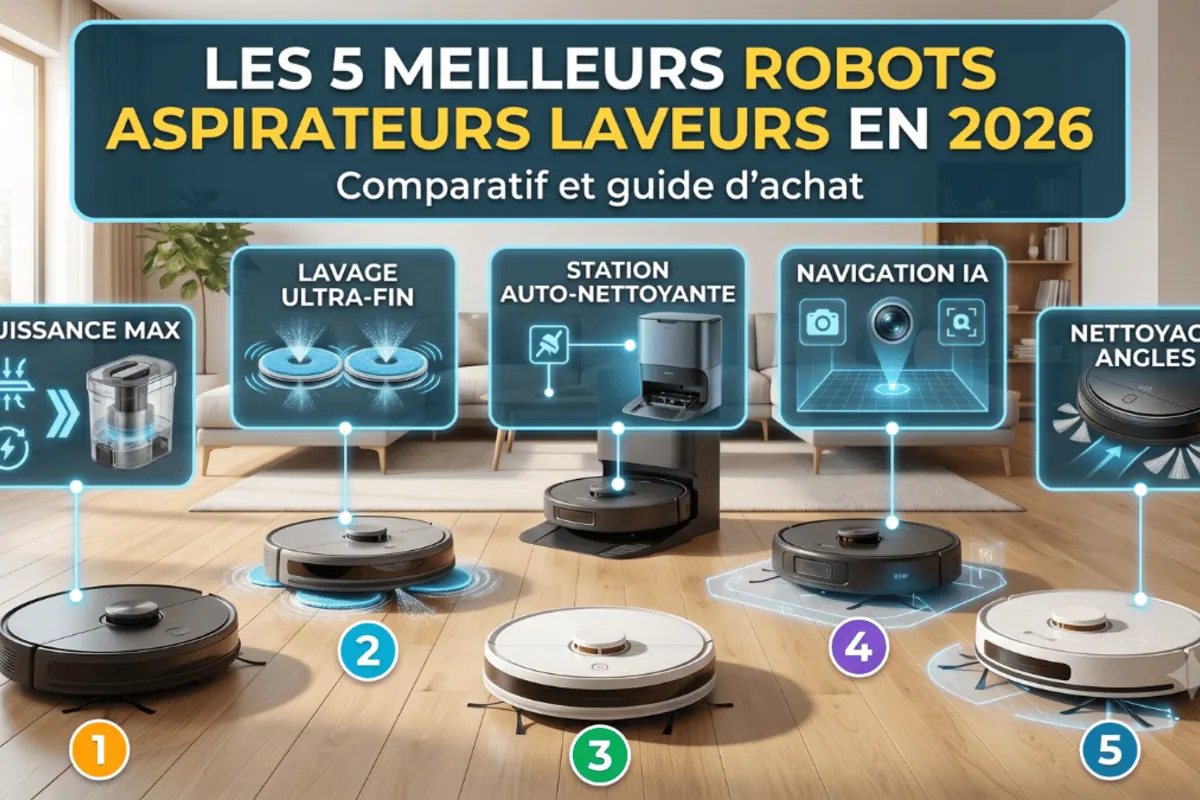Comparatif des robots aspirateurs laveurs Roborock, Dreame, iRobot, Ecovacs et Lefant