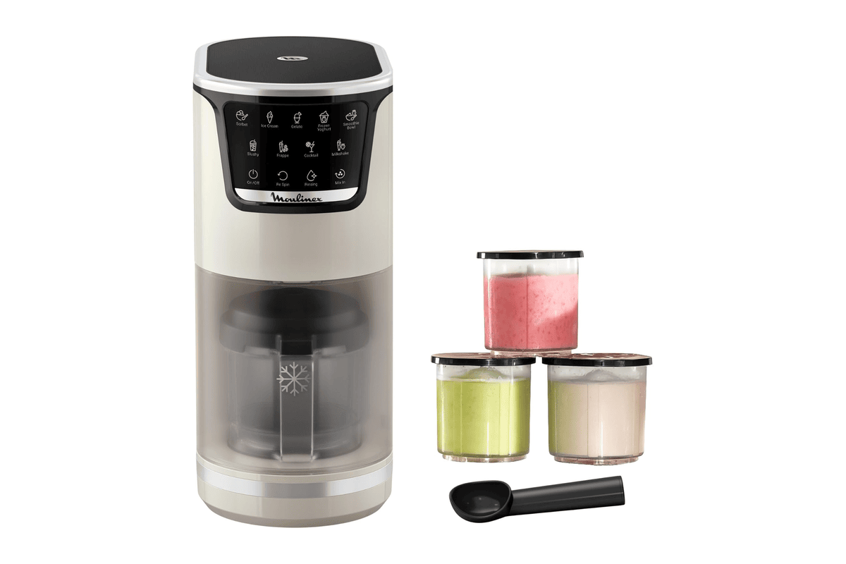 Moulinex Dolci MJ604AF0 machine à glaces et boissons glacées 10 programmes 3 bols 1,4 litres nettoyage automatique