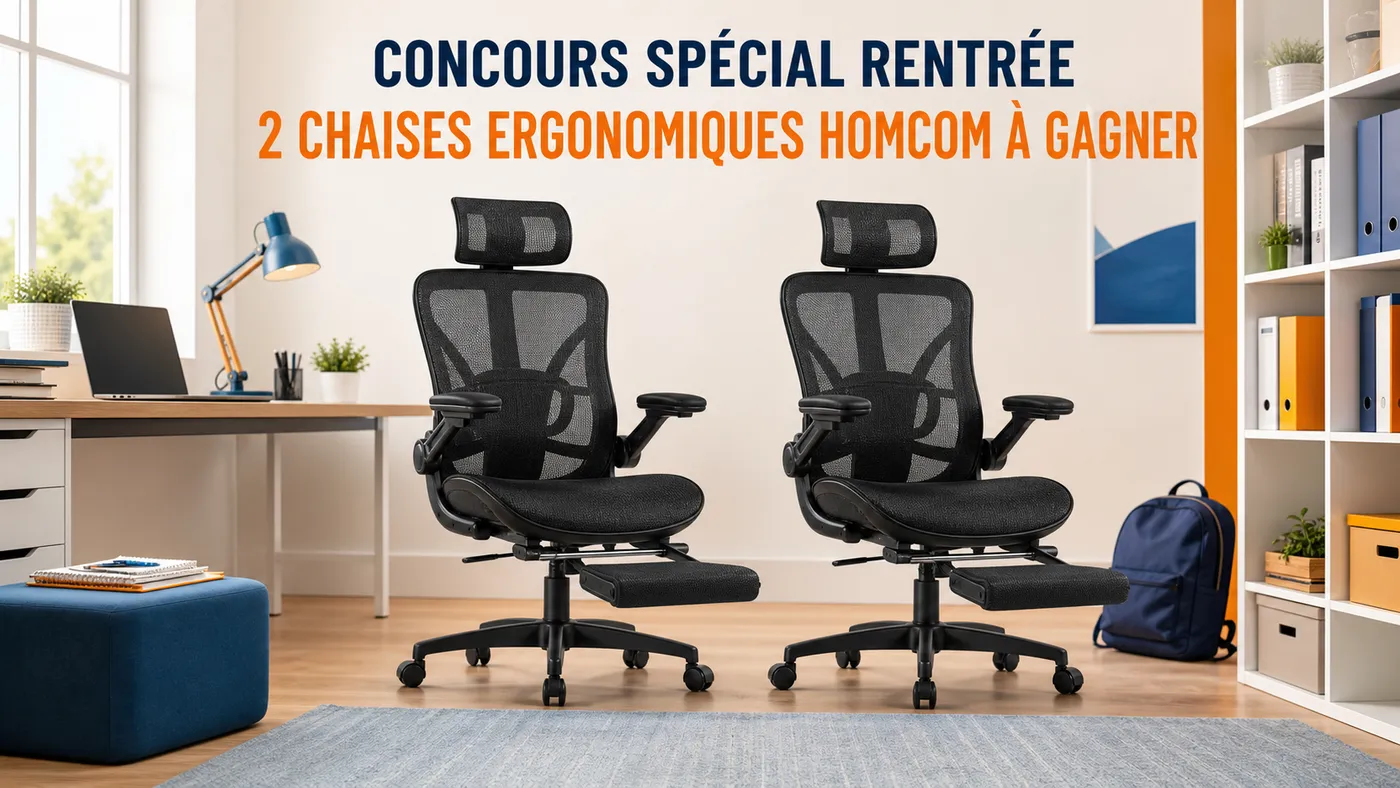 Concours Aosom spécial rentrée deux chaises de bureau ergonomiques HOMCOM à gagner