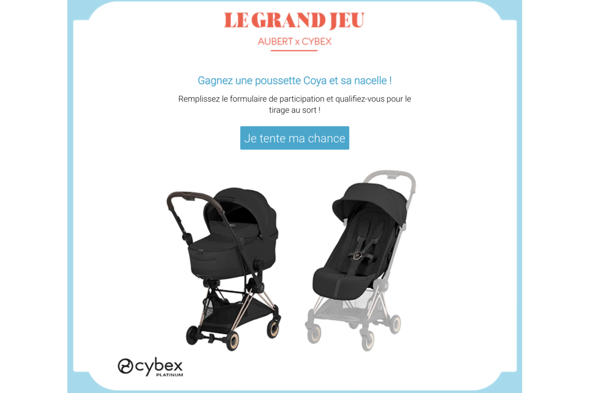 Concours Aubert x Cybex Coya duo poussette + nacelle Sepia Black Rose Gold valeur 849,95 euros