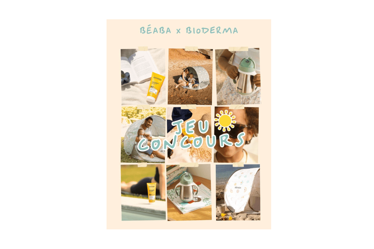 Concours Béaba x Bioderma jeu à gagner tente anti-UV Breezy plage lunettes de soleil enfant Happy tasse paille inox solaires Photoderm Lait Ultra SPF50 Pediatrics Family Spray lot 190 euros été juillet 2026