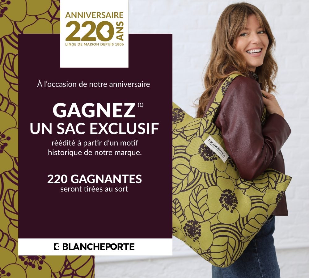 Jeu concours Blancheporte des 220 ans avec 220 cabas en coton à gagner