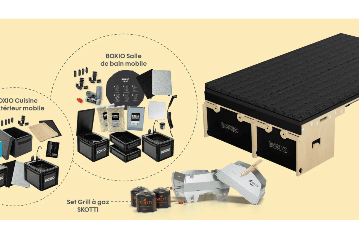 Concours Boxio été 2026 7 lots van life outdoor à gagner malle de voyage BOXIO salle de bain mobile cuisine d'extérieur mobile pack brasero et barbecue Festival Edition set grill à gaz Skotti réchauffeur gaz valeur 5400 euros