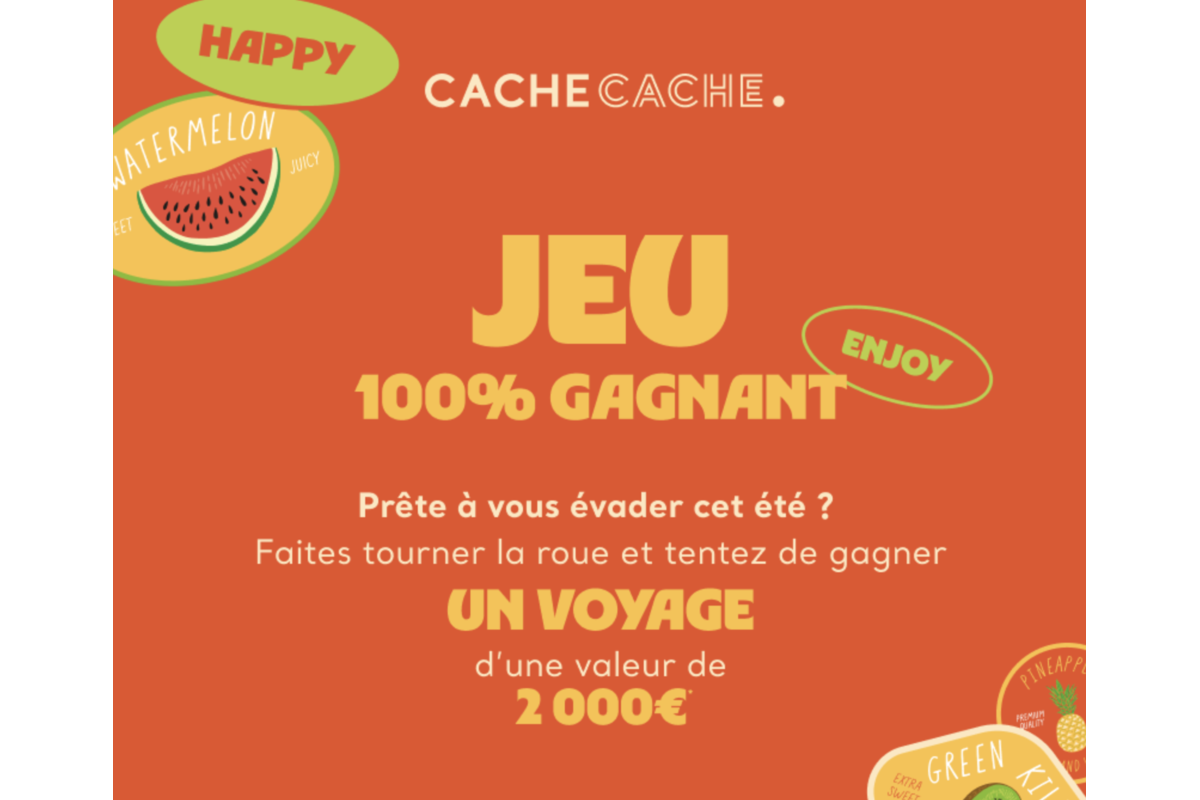 Concours Cache Cache Jeu de l'été 100 pour cent gagnant voyage 2000 euros mai 2026