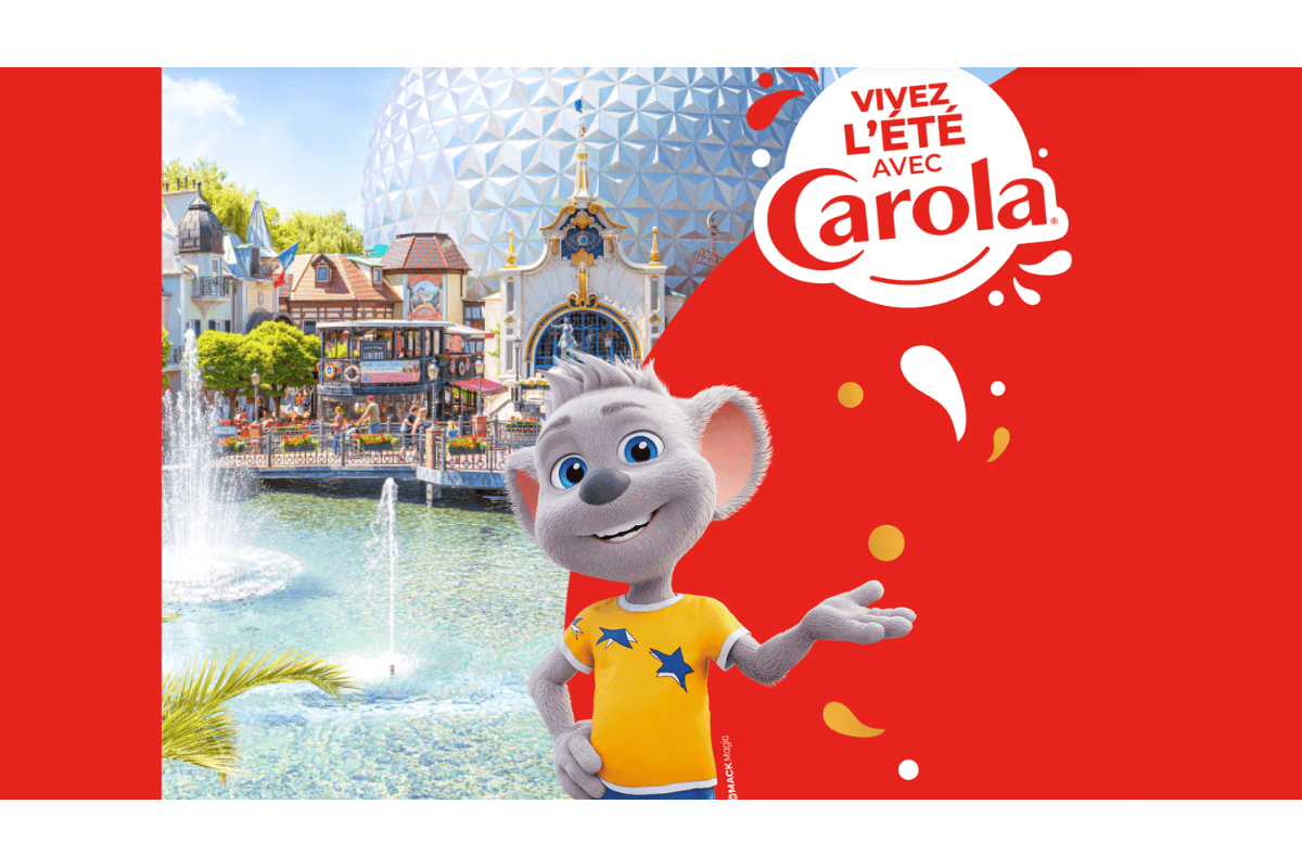 Concours Carola Vivez l'été avec Carola 2026 mascotte souris Europa-Park château fond rouge billets gagner