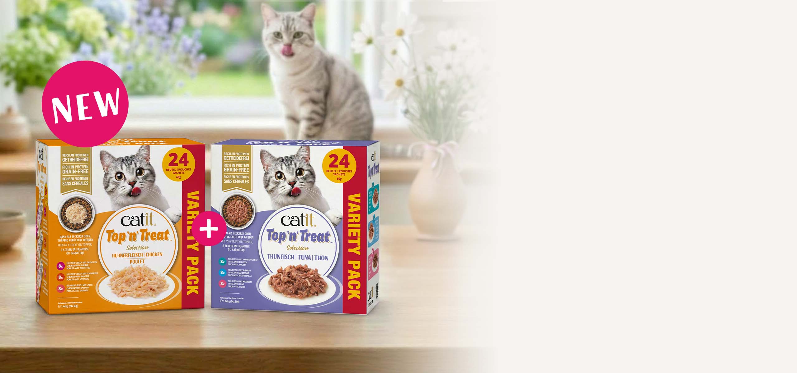 Packs de friandises Catit Top’n’Treat au poulet et au thon à gagner en septembre 2026