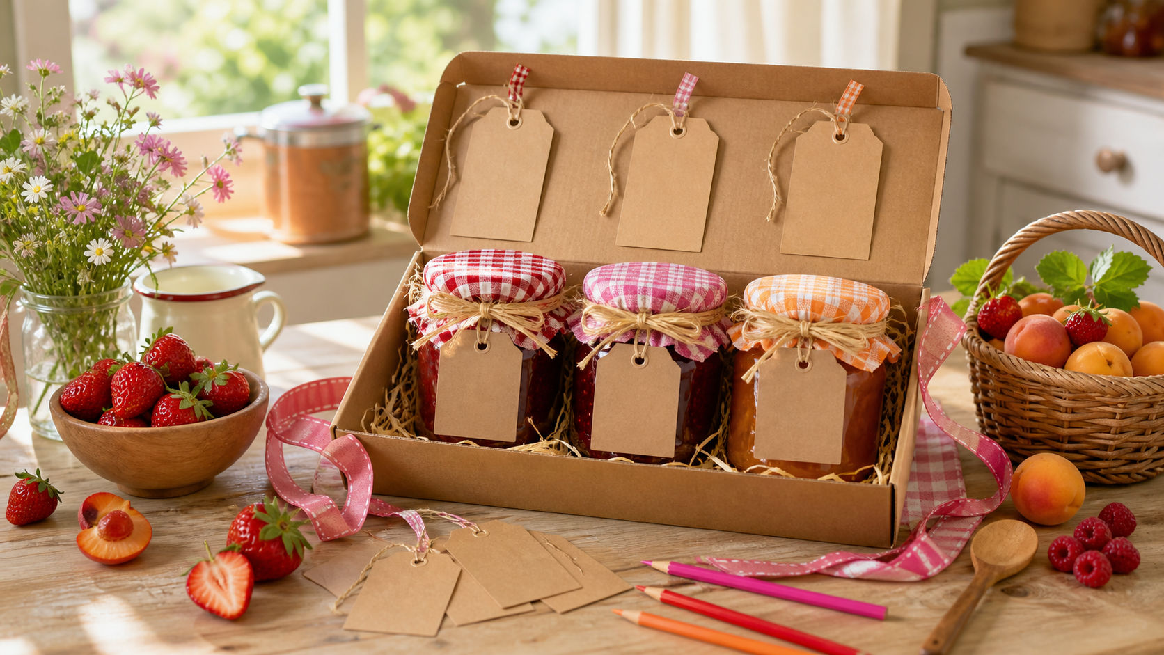 Coffret de pots de confiture avec étiquettes à personnaliser à gagner au concours Daddy 2026