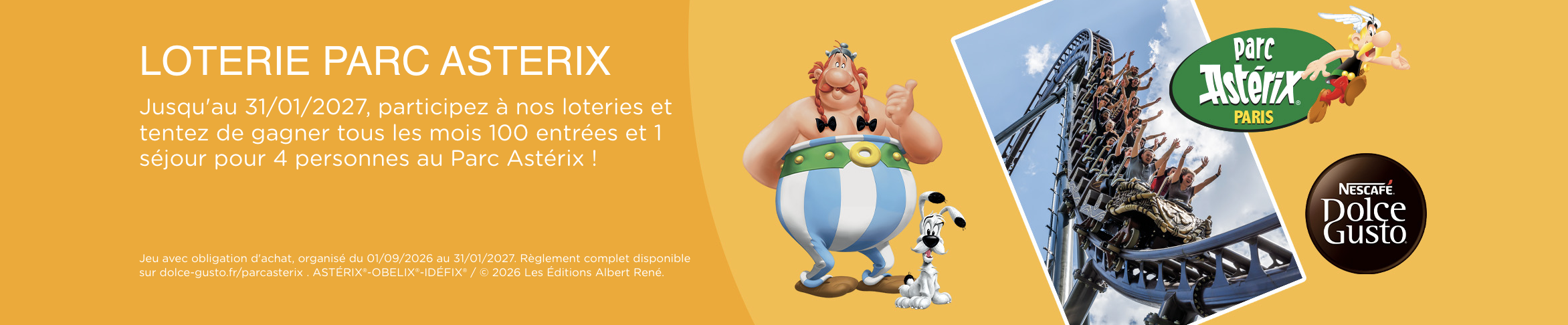 Concours PREMIO Dolce Gusto avec entrées et séjour pour quatre personnes au Parc Astérix à gagner