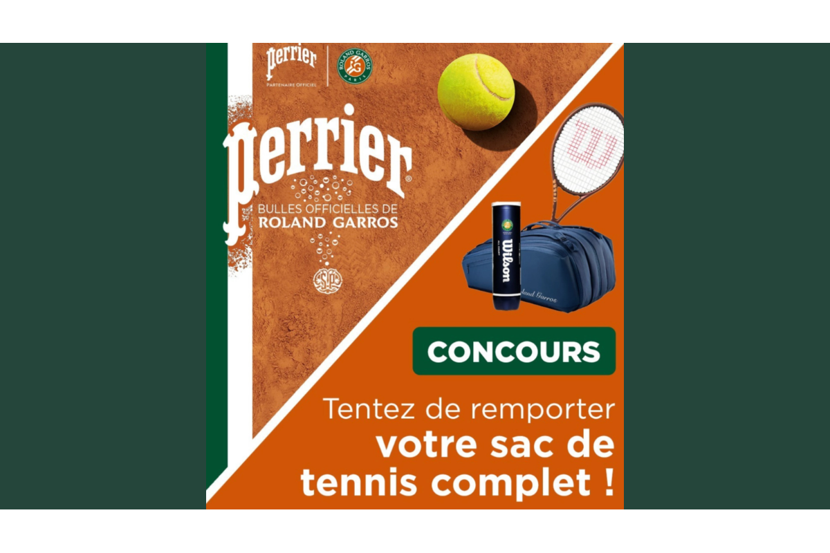 Concours JPG Nestle Perrier Roland Garros sac tennis complet Facebook Instagram 2 gagnants mai 2026