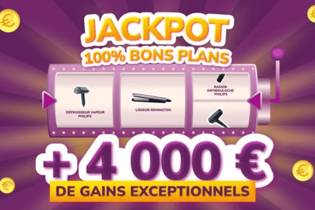Jackpot 100% Bons Plans La Belle Adresse — du 15 juin au 19 juillet 2026 : plus de 4 000 € de gains exceptionnels et 300+ lots à gagner (bons d'achat, totebags, lisseurs, robot Smeg, Dyson Airwrap) via le jeu jackpot instantané et le grand tirage au sort