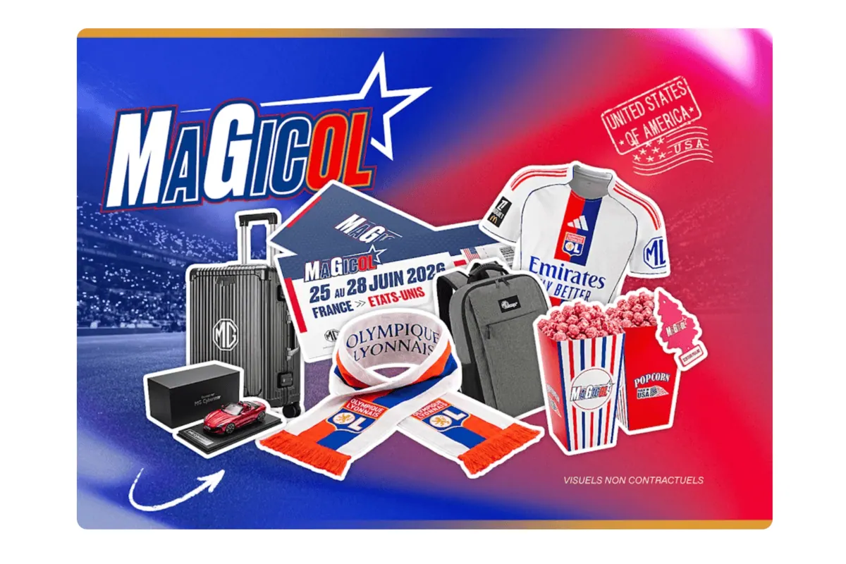 Concours MG Motor MAGICOL voyage Boston OL maillots écharpe valise sac à dos popcorn miniature Cyberster