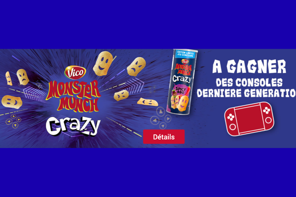 Concours Monster Munch Crazy Action Vico Intersnack 2 Nintendo Switch 2 a gagner mai 2026 aout 2027