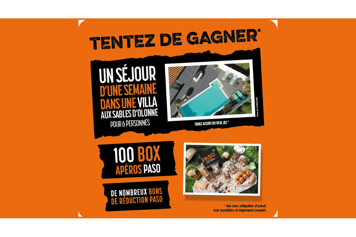 Concours PASO Club House Apéro 2026 villa piscine Sables d'Olonne 100 boîtes apéro bons réduction Préfou burgers apéritifs