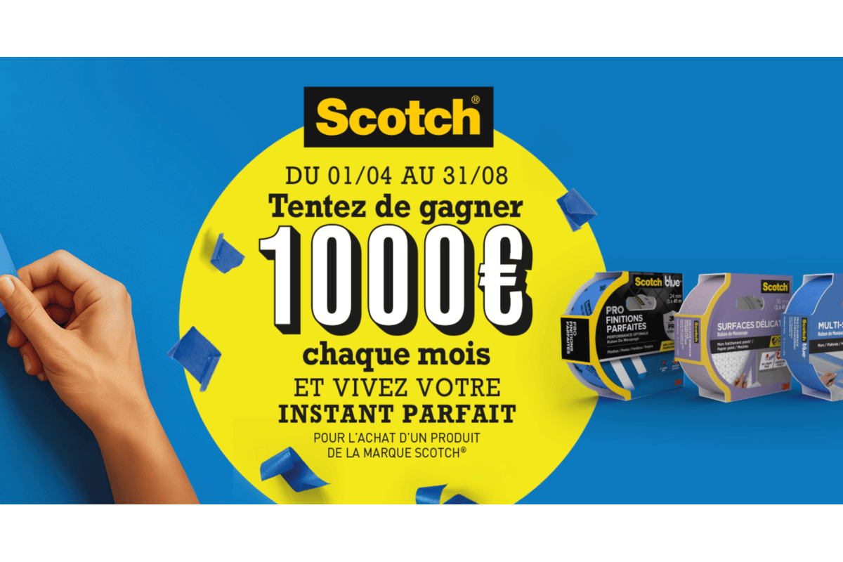 Concours Scotch 3M Instants Parfaits tentez de gagner 1000 euros chaque mois adhésif bricolage finitions parfaites surfaces délicates