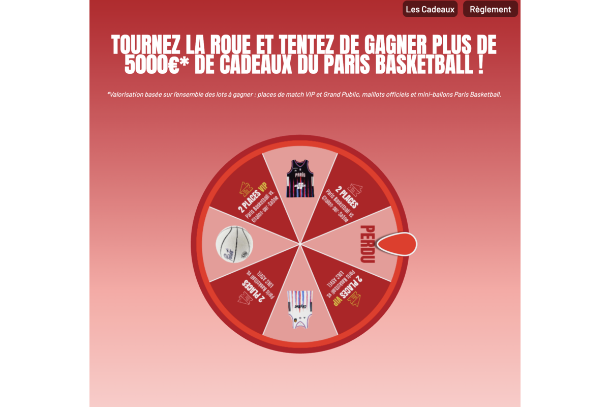 Roue de la chance Westfield Paris Basketball - 54 lots à gagner