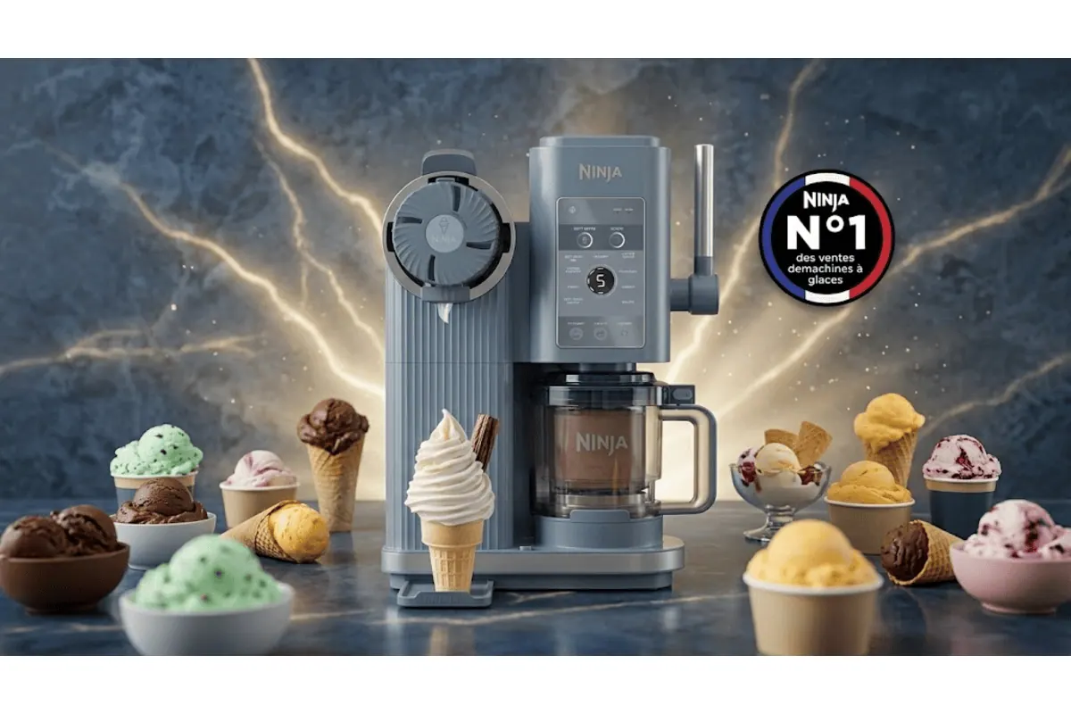 Ninja CREAMi Scoop and Swirl NC702EU bleu acier, machine à glace italienne 13-en-1 chez Darty