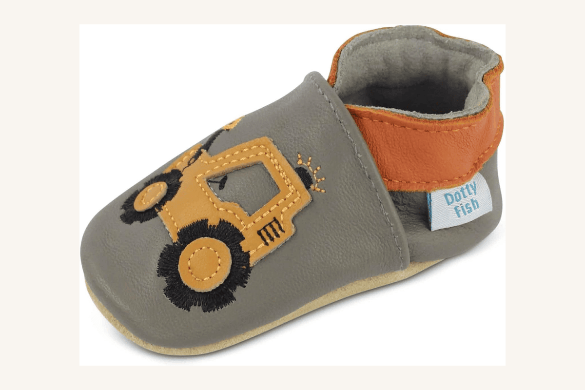 Chaussons souples Dotty Fish pour premiers pas bébé cuir souple