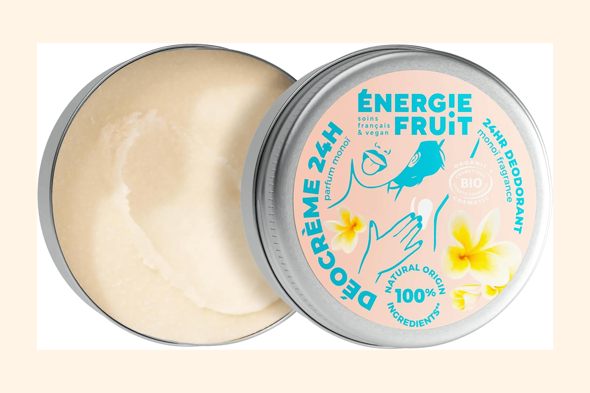 Énergie Fruit Déocrème pot crème 60 ml Monoï bio 24h fabriqué en France