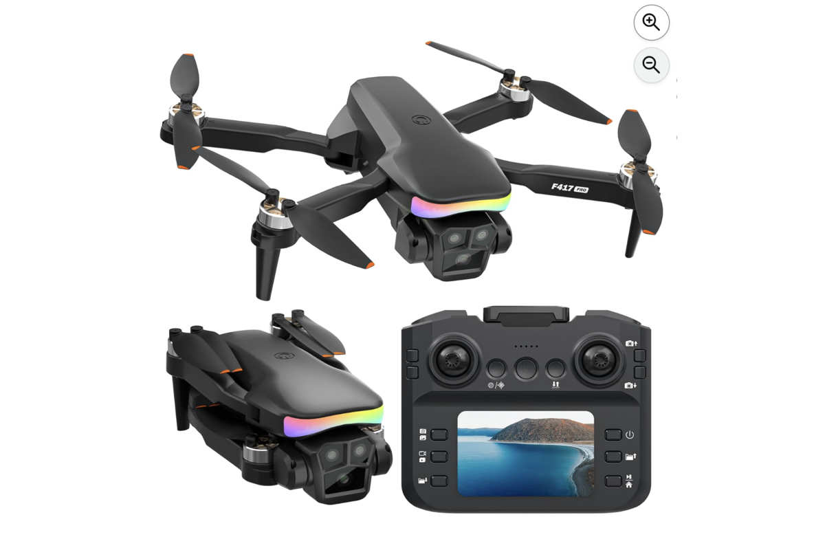 Drone FAKJANK F417PRO noir avec caméra 1080P LED et télécommande avec écran