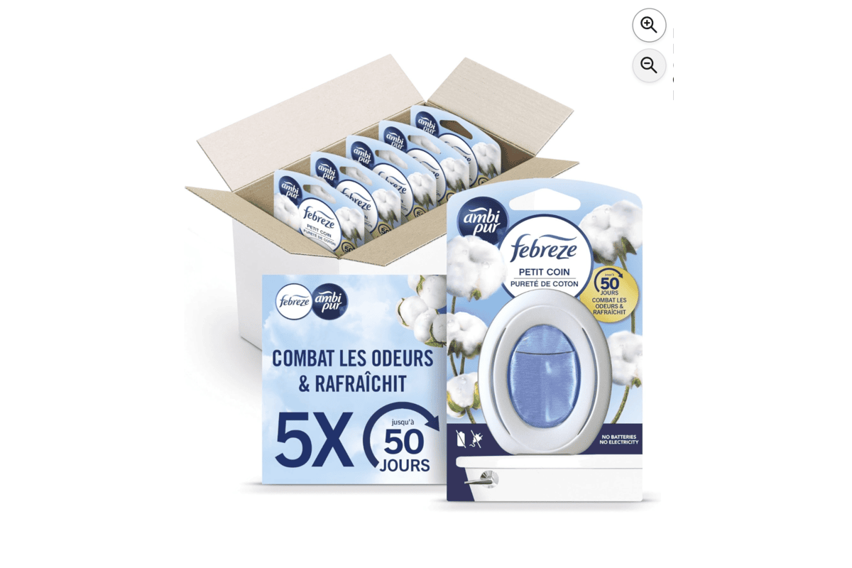 Febreze Petit Coin desodorisant WC Purete de Coton lot de 5