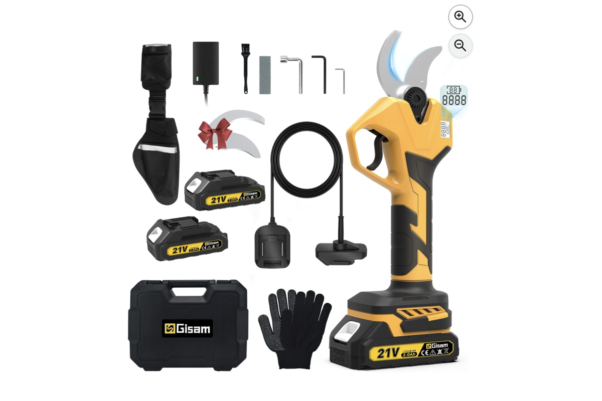 Gisam sécateur électrique sans fil 60mm avec batteries et écran LED