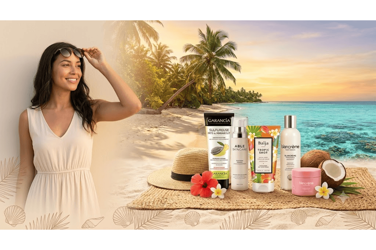 Routines Glowria plage Garancia Sulfureuse Able Skincare sérum acide hyaluronique rétinol Baija Tropic Shot Blancrème lait corps ambiance cocotier soleil