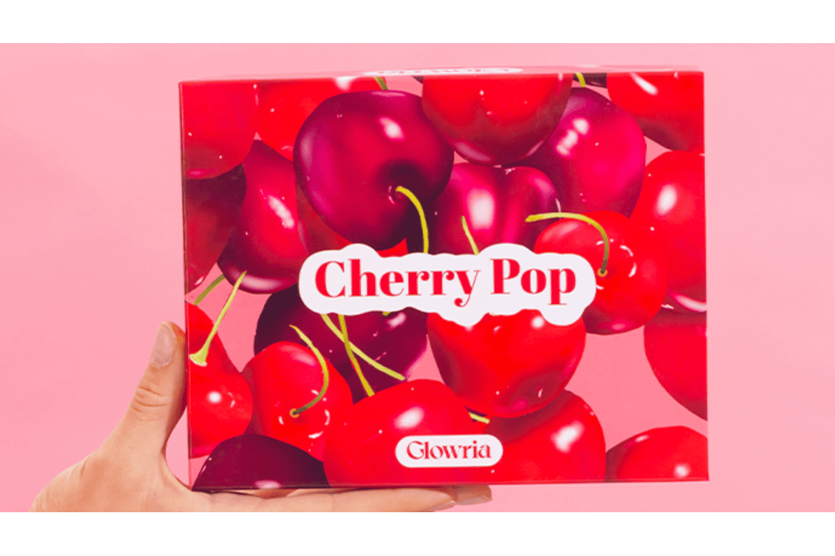Glowria Box Cherry Pop juin 2026 box rouge cerise palette 5 produits format vente Mudmasky Cherry's Roses Rachel Couture