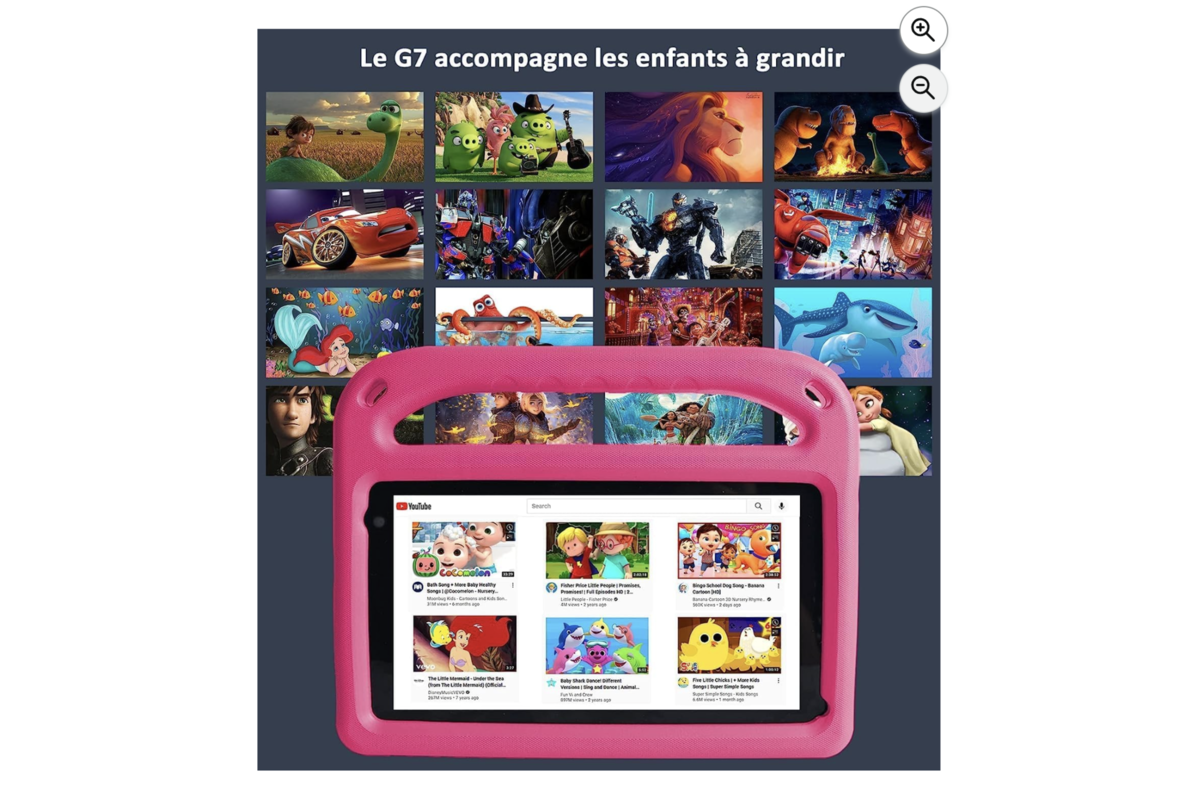 GOODTEL G7 tablette accompagne les enfants YouTube Kids Netflix Disney+