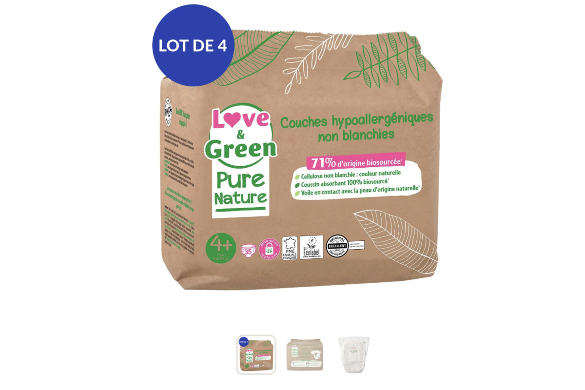 Love & Green Pure Nature couches ecologiques hypoallergeniques lot de 4