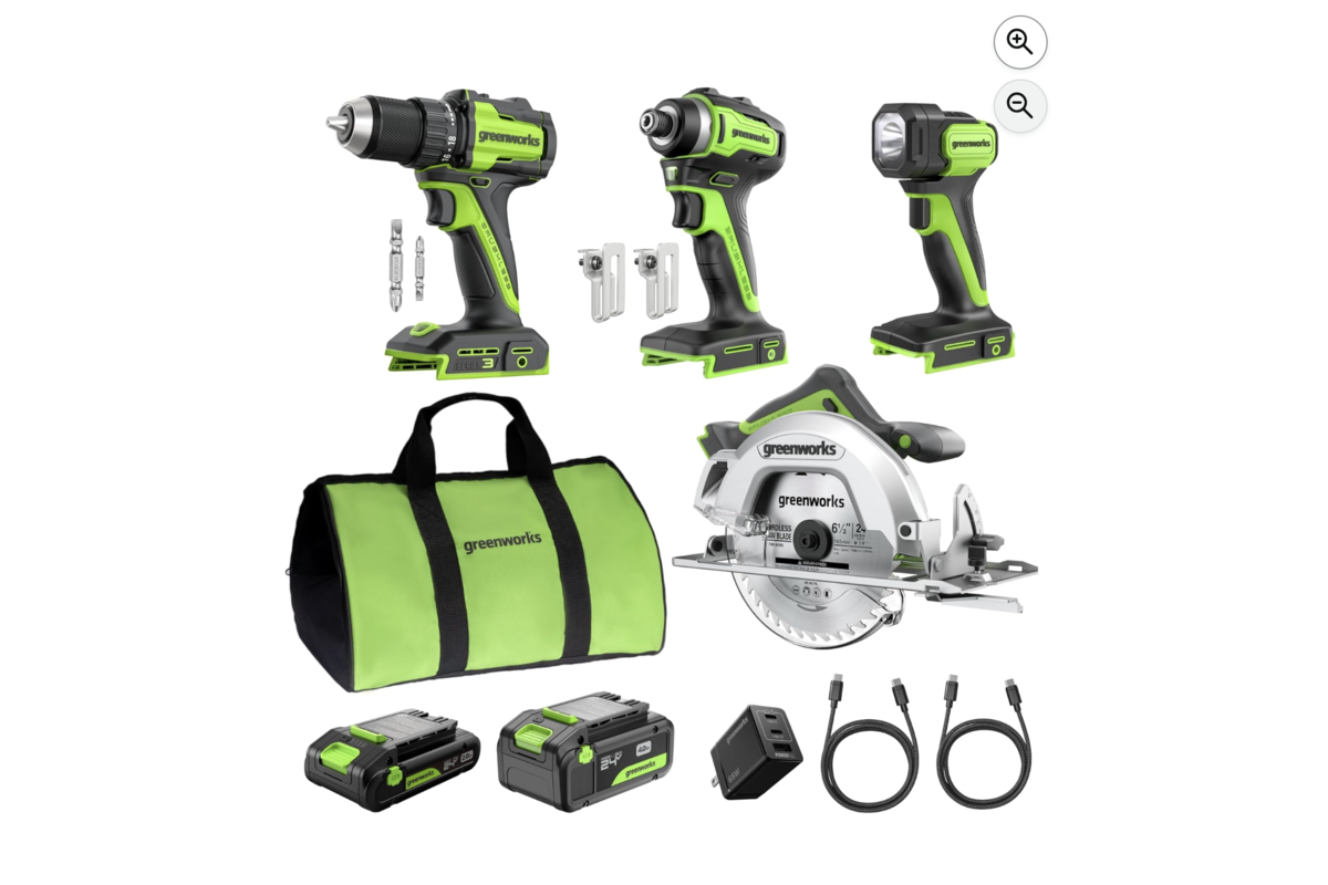 Greenworks 24V coffret 4 outils sans fil perceuse scie circulaire