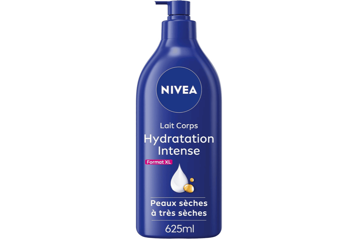 Nivea Lait corps Hydratation Intense 72H 625 ml acide hyaluronique pur huile amande douce peaux sèches très sèches