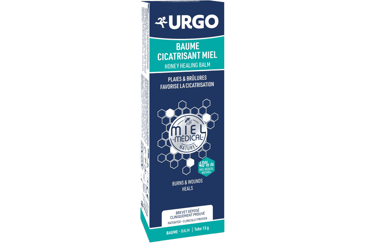 URGO Baume Cicatrisant au Miel de Qualité Médicale plaies brûlures vitamines C et E nourrissons enfants adultes diabétiques tube 15g