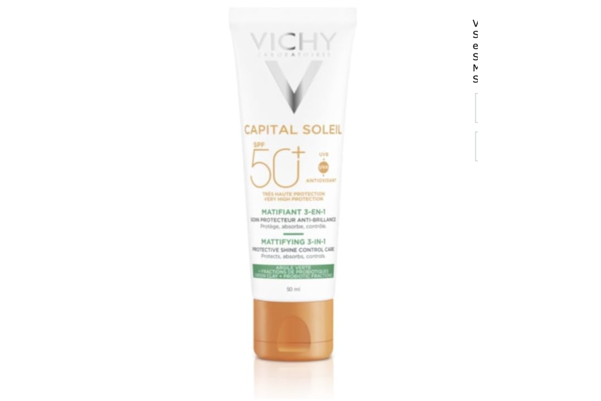 Vichy Capital Soleil Matifiant 3 en 1 SPF50+ argile verte probiotiques 50ml