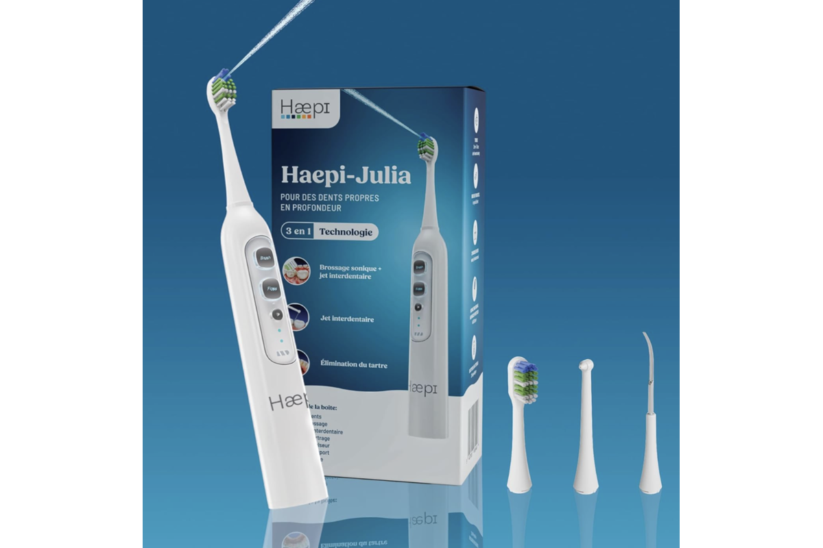 Haepi Julia brosse a dents electrique sonique 3 en 1 avec accessoires