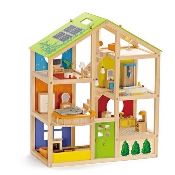Maison de poupée en bois Hape Toute Saison meublée pour enfant dès 3 ans