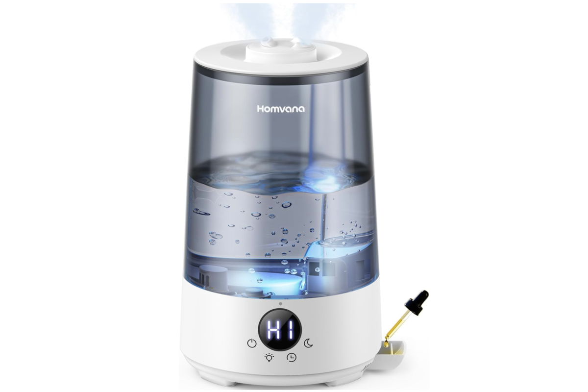 Homvana Humidificateur d'air bébé 3,6L gris ultrasons silencieux 16dB aromathérapie