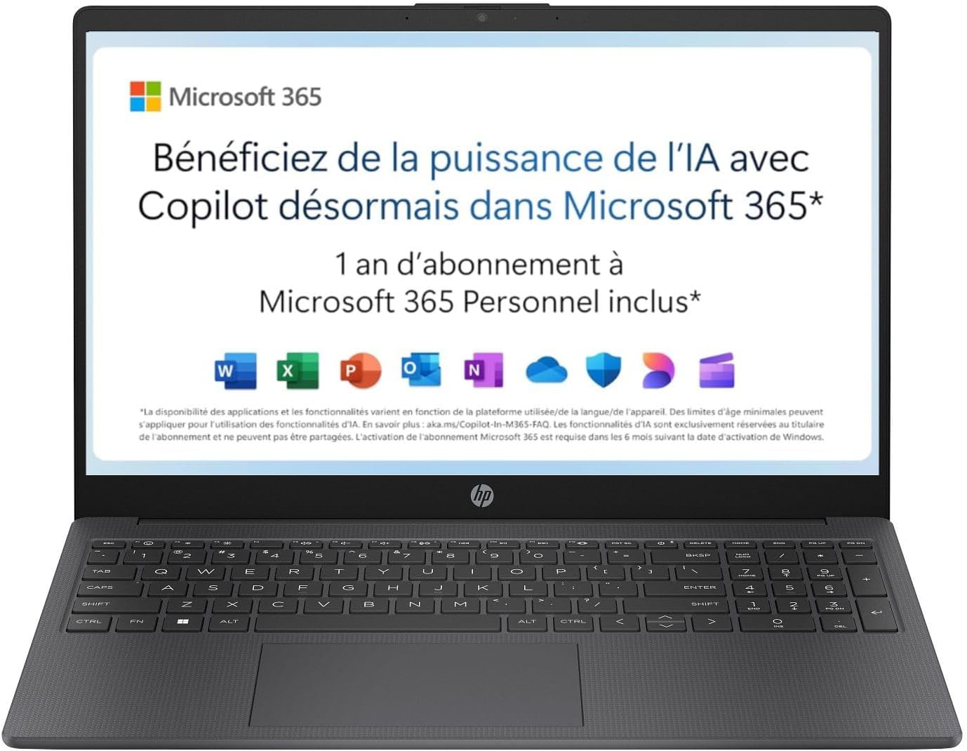 Ordinateur portable HP 15-fd0001sf gris avec écran 15,6 pouces