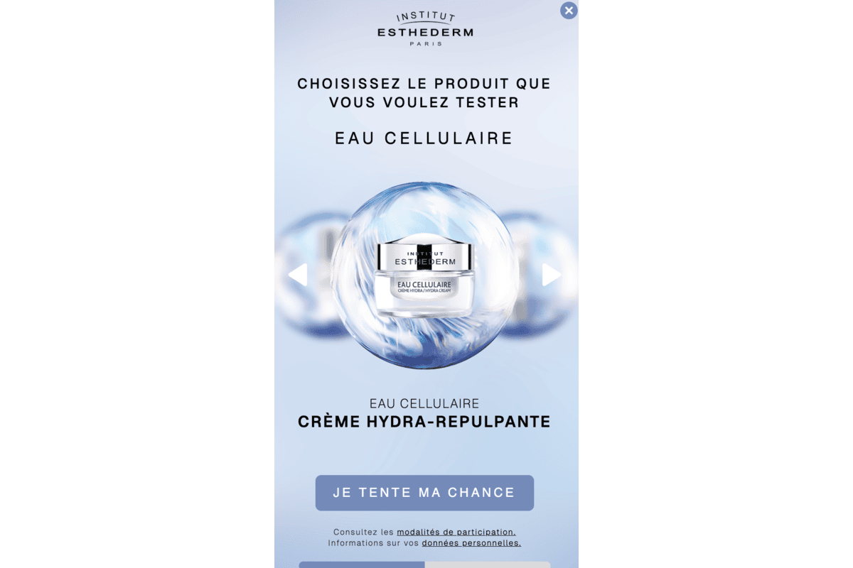 Institut Esthederm Eau Cellulaire choisissez le produit a tester