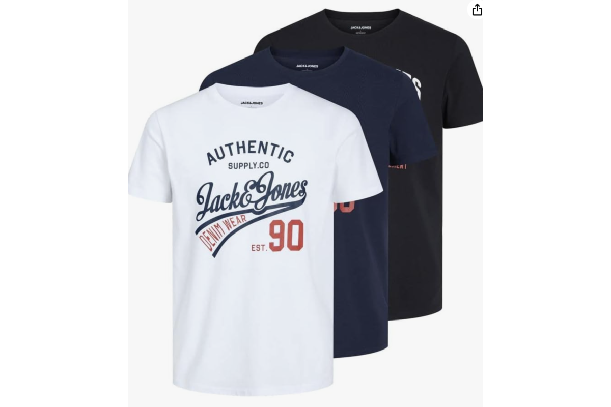Jack & Jones lot 3 t-shirts noirs col rond homme