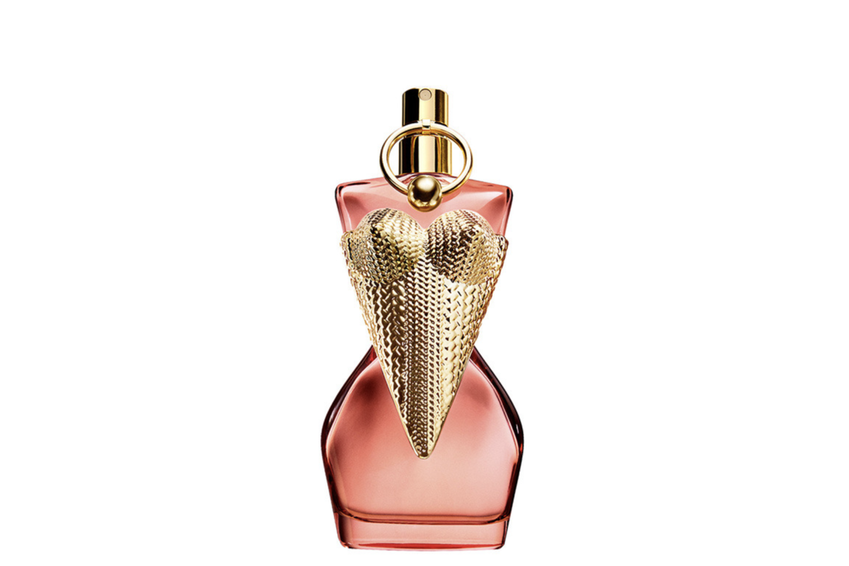 Flacon Jean Paul Gaultier Divine Couture rose laqué avec corset doré tressé