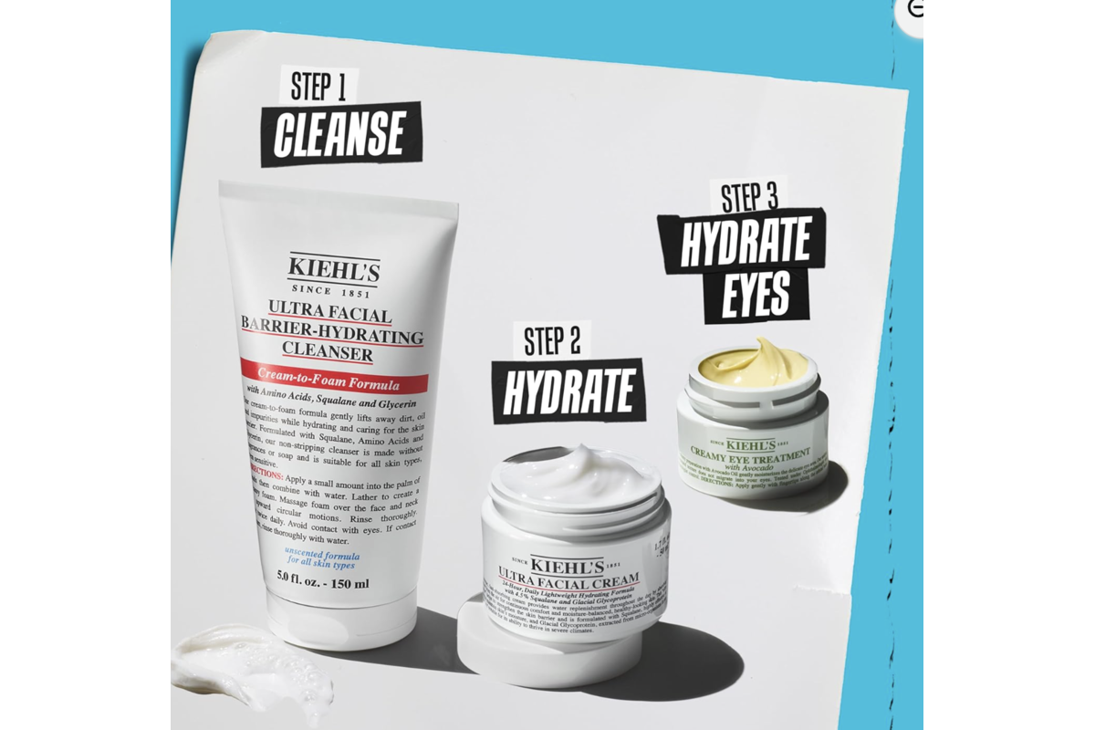 Kiehl's routine Ultra Facial en 3 etapes nettoyage hydratation yeux