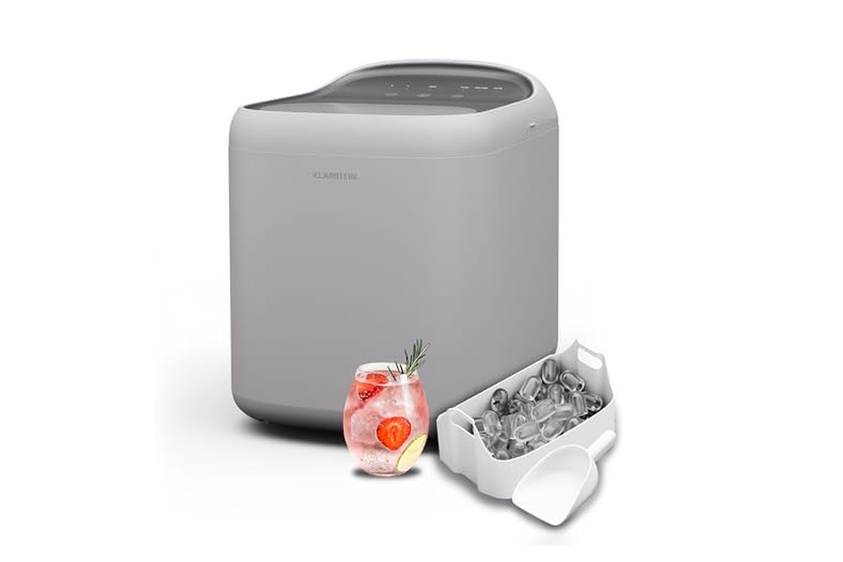 Machine à glaçons Klarstein SparkIce blanche compacte avec commande tactile et pelle à glaçons incluse