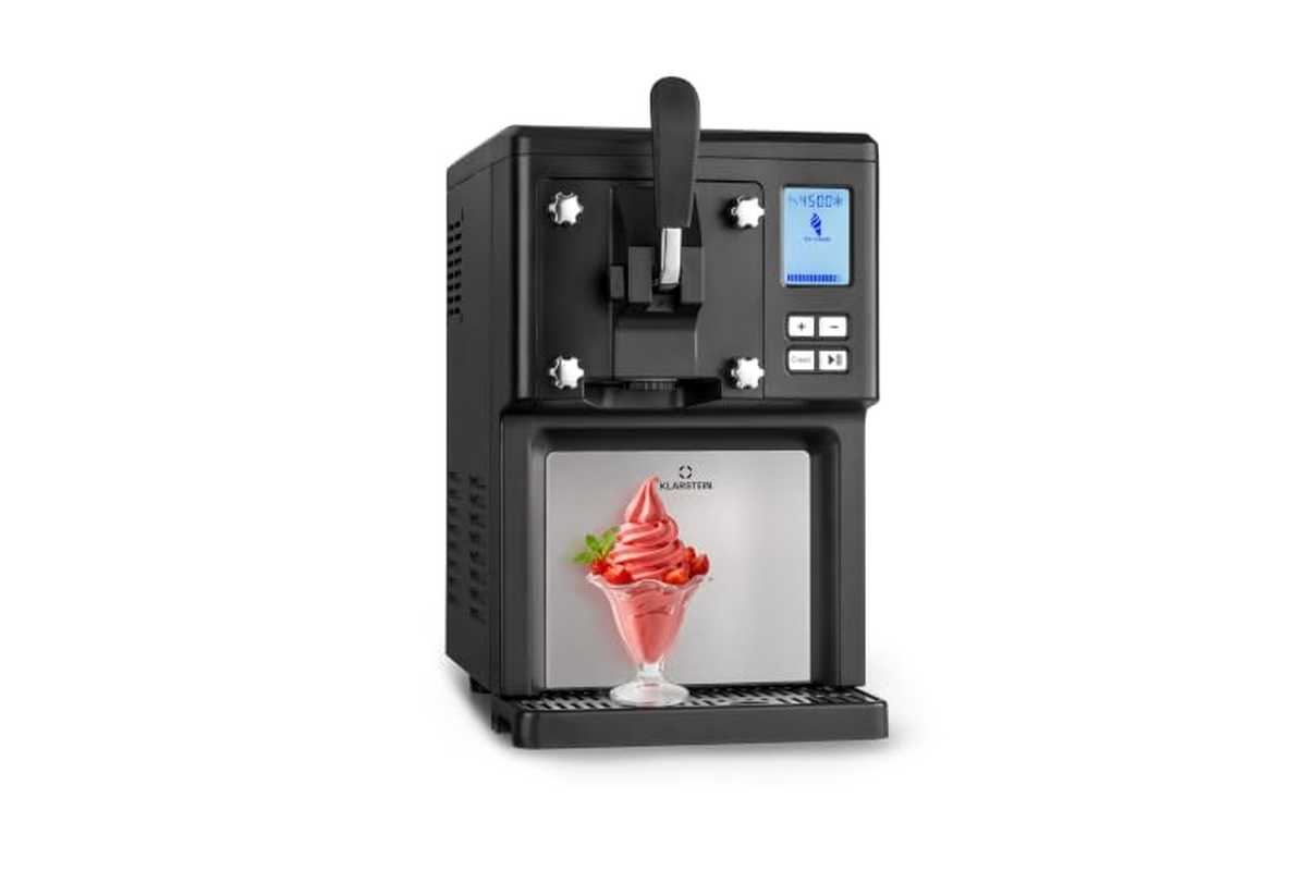 Machine à glace à l'italienne Klarstein Sweet Sundae noire avec bec distributeur et minuterie numérique