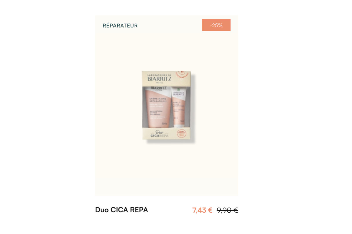 Laboratoires de Biarritz Duo CICA REPA crème mains et baume à lèvres réparateur