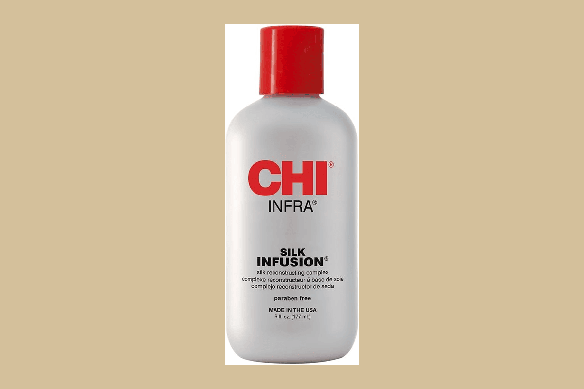 CHI Silk Infusion sérum soie protection thermique 230°C non gras absorption rapide idéal lisseur fer boucler cheveux faciles à lisser format généreux 355ml coiffeurs