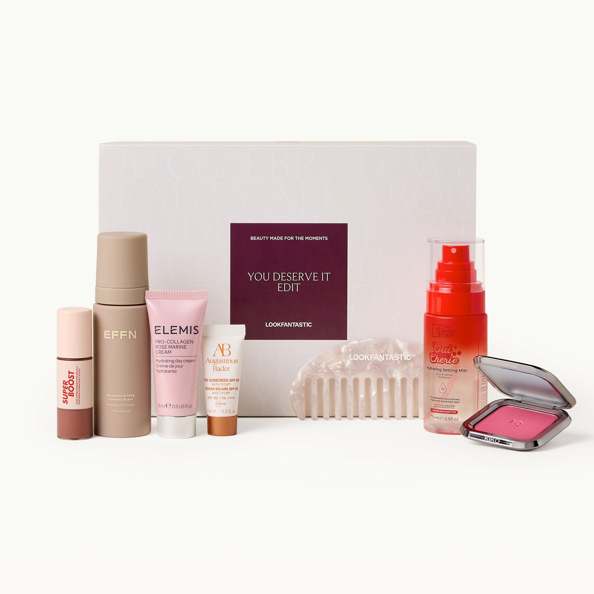 Box beauté LOOKFANTASTIC You Deserve It avec sept produits de maquillage et de soin
