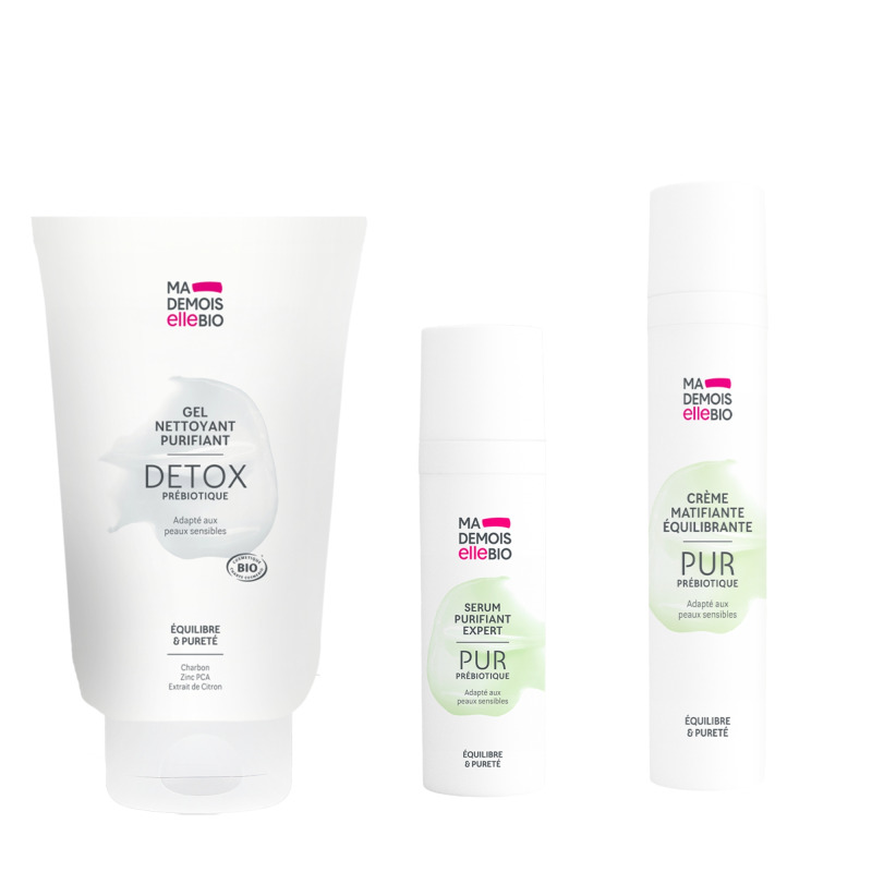 Coffret Les Essentiels Visage Peau Nette Mademoiselle Bio avec trois soins à 52,65 euros