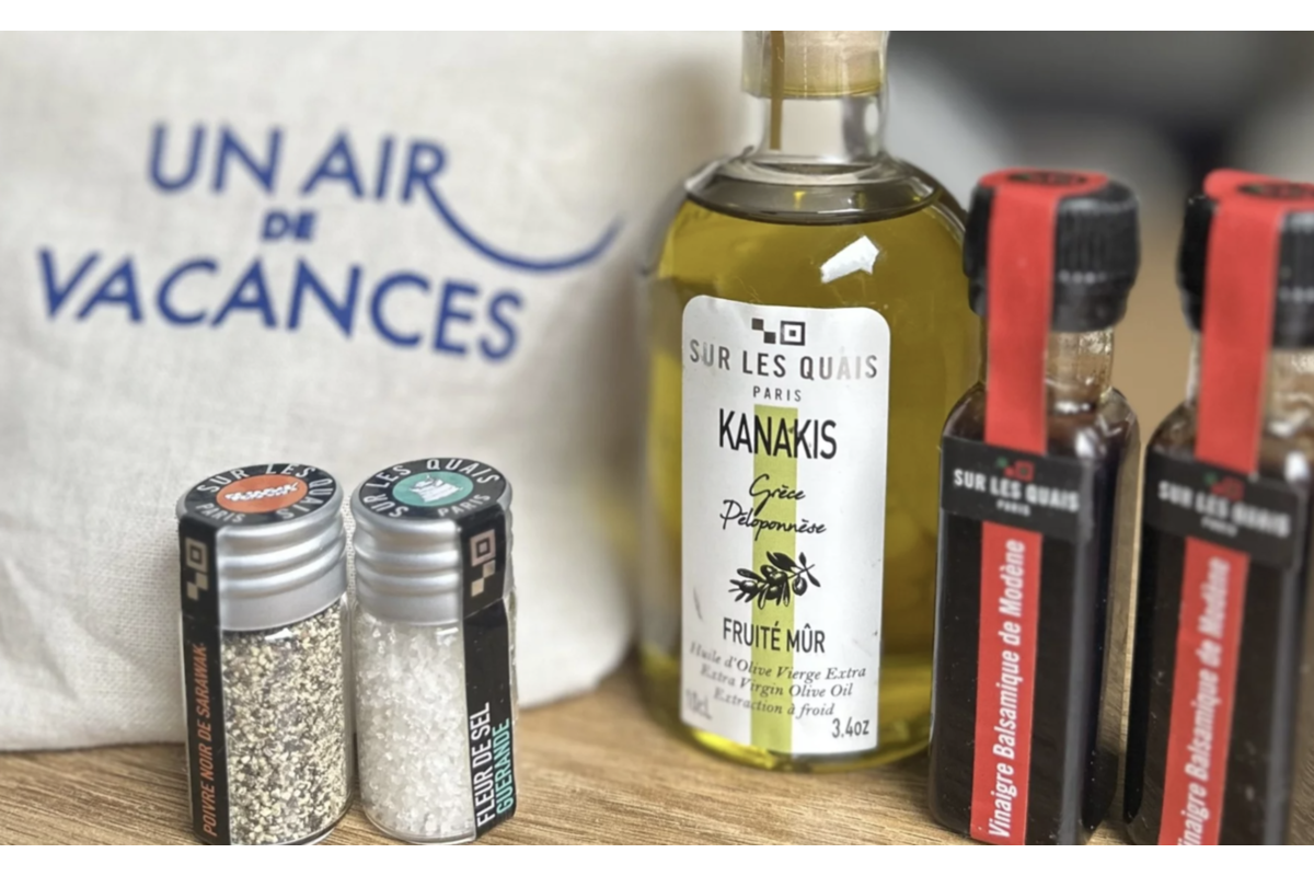 Kit Un Air Relevé : huile d'olive, vinaigre balsamique, fleur de sel, poivre