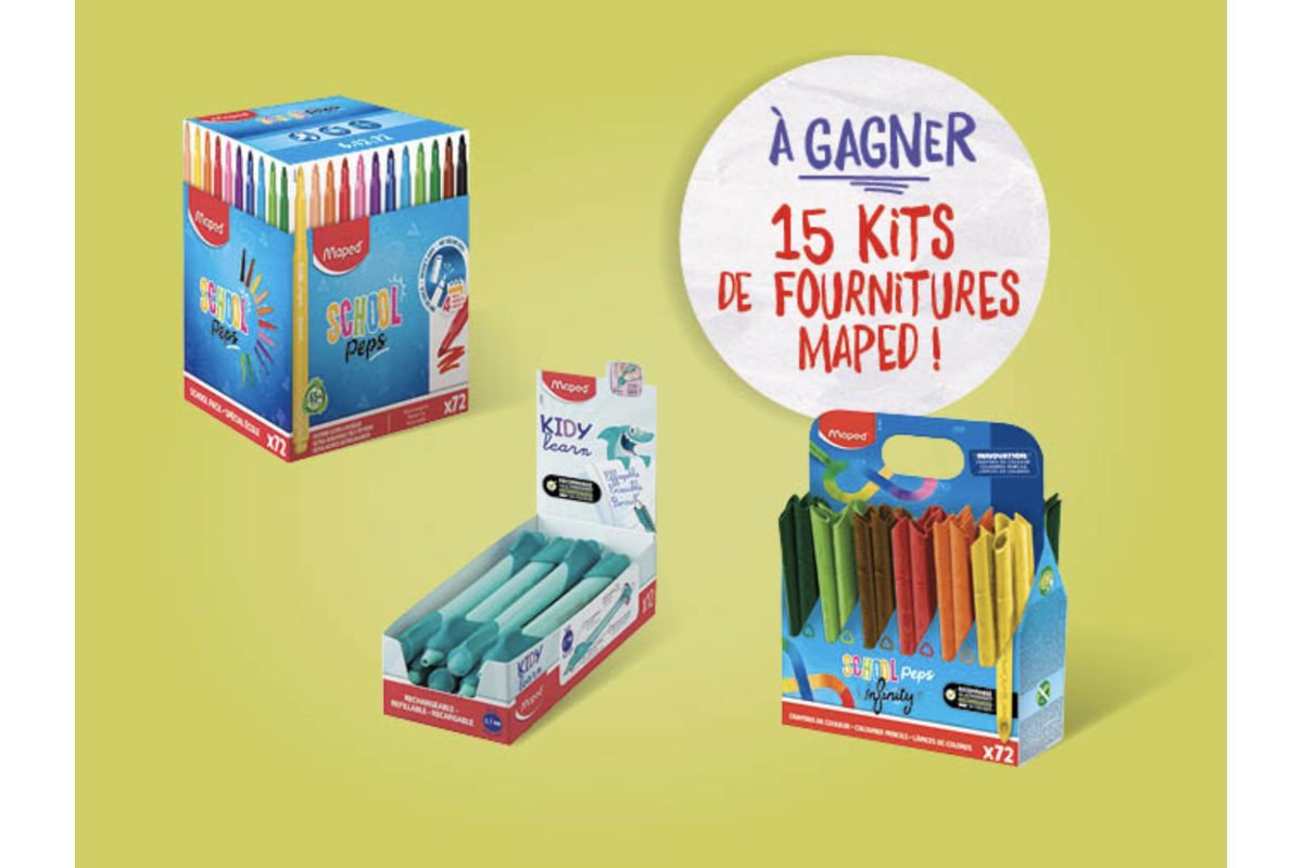 Maped 15 kits fournitures scolaires a gagner feutres crayons stylos